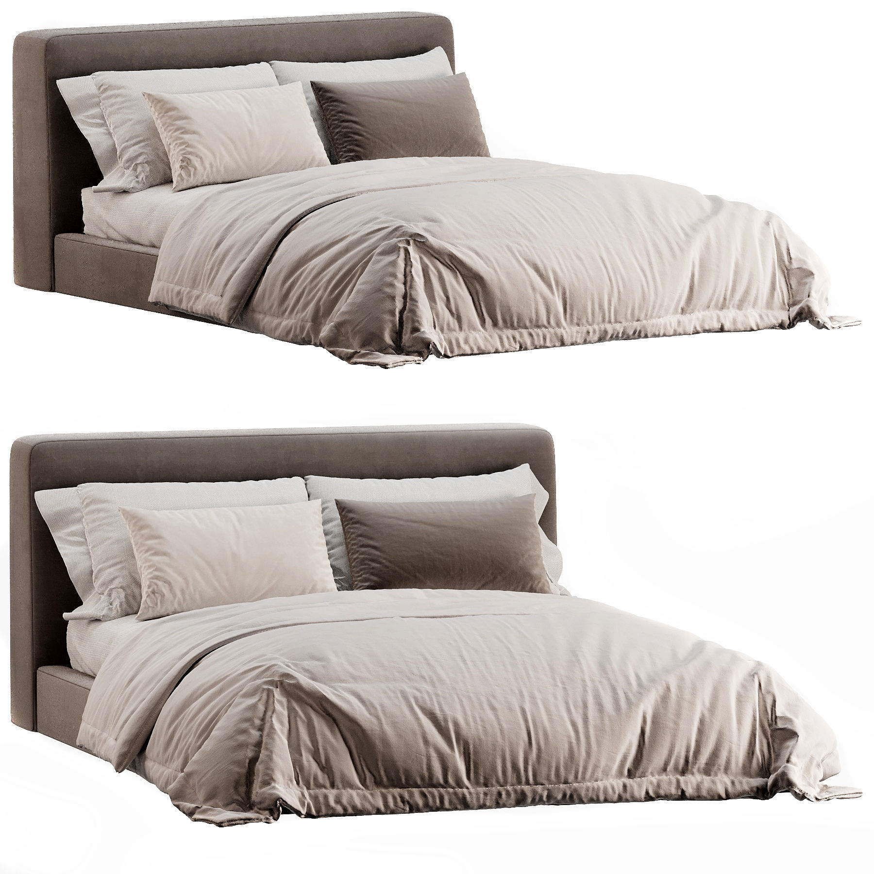 Aidan Bed Pebble Pewter 3D model_1