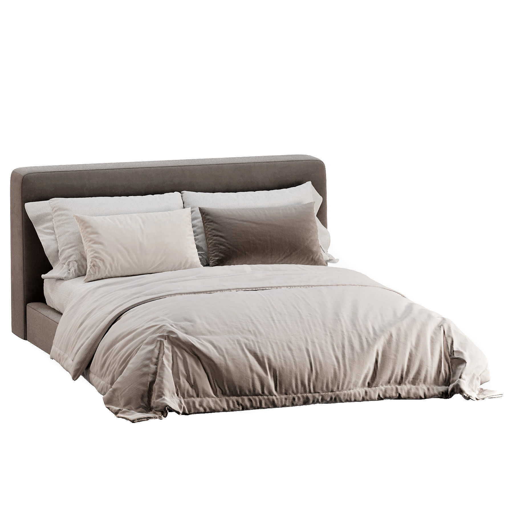 Aidan Bed Pebble Pewter 3D model_2