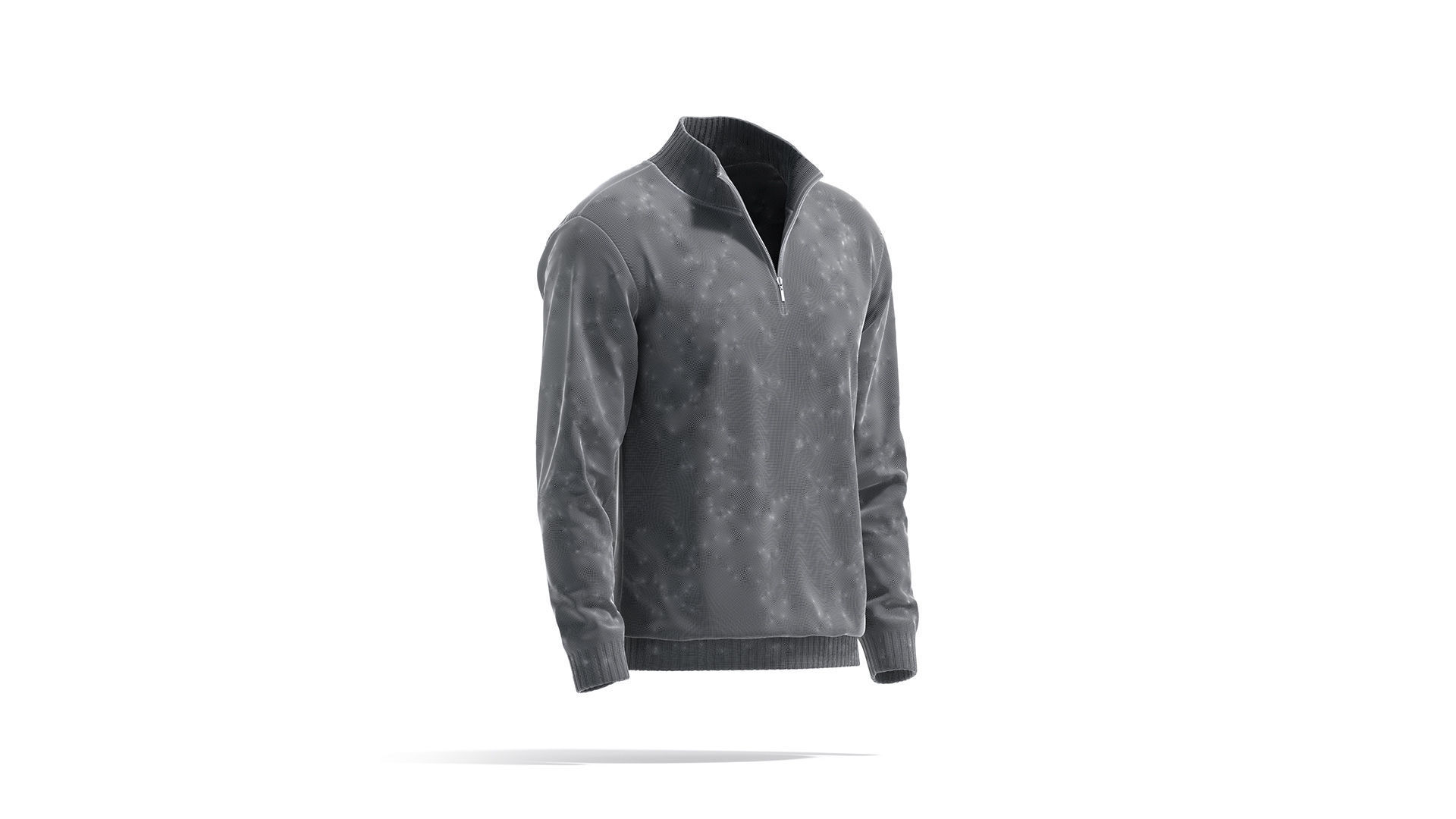 Black Quarter Zip Sweater - knitted men pullover with zipper  3D model_9