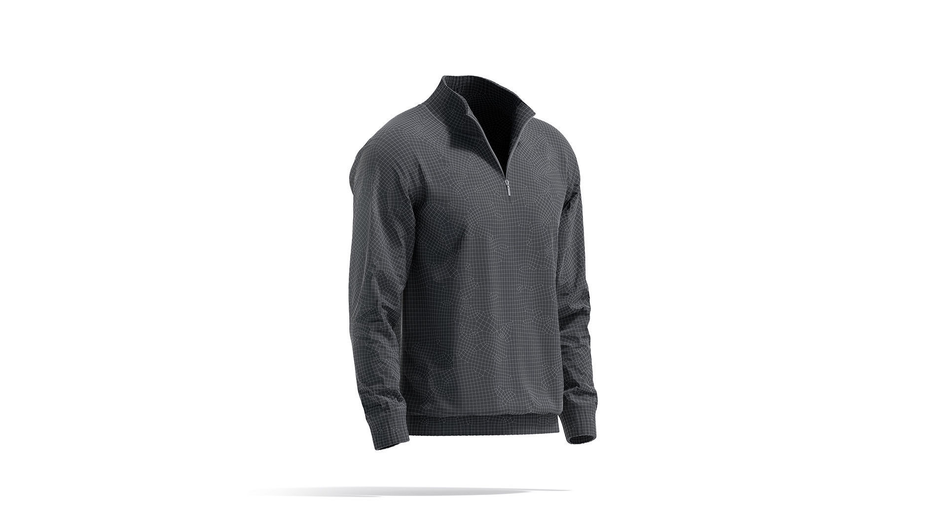 Black Quarter Zip Sweater - knitted men pullover with zipper  3D model_7