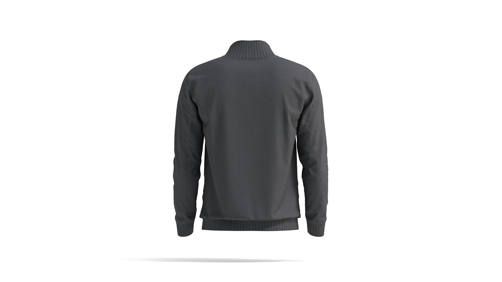 Black Quarter Zip Sweater - knitted men pullover with zipper  3D model_1