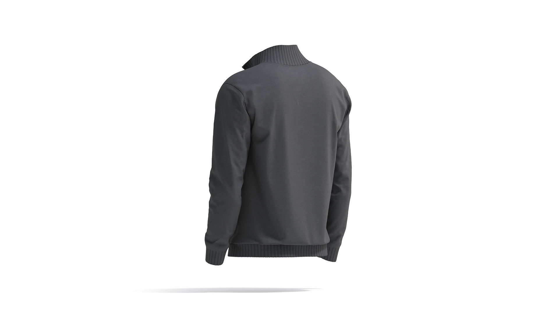 Black Quarter Zip Sweater - knitted men pullover with zipper  3D model_4