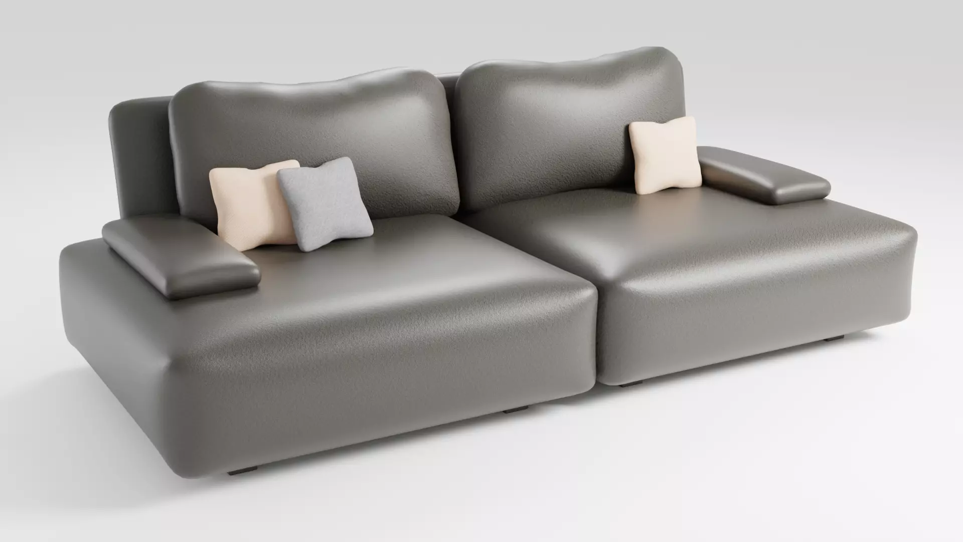 Italian designer sofa with leatherette in dark colors 3D model_0