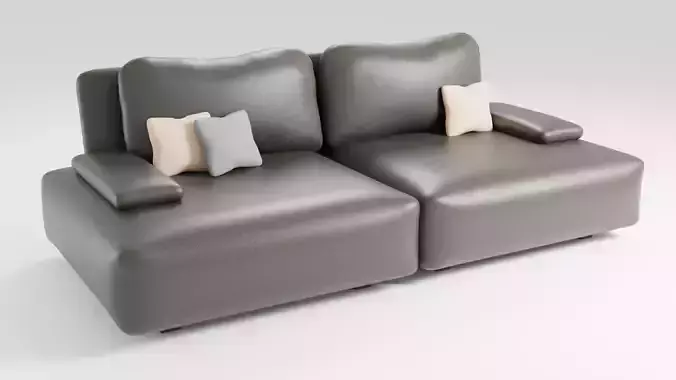 Italian designer sofa with leatherette in dark colors