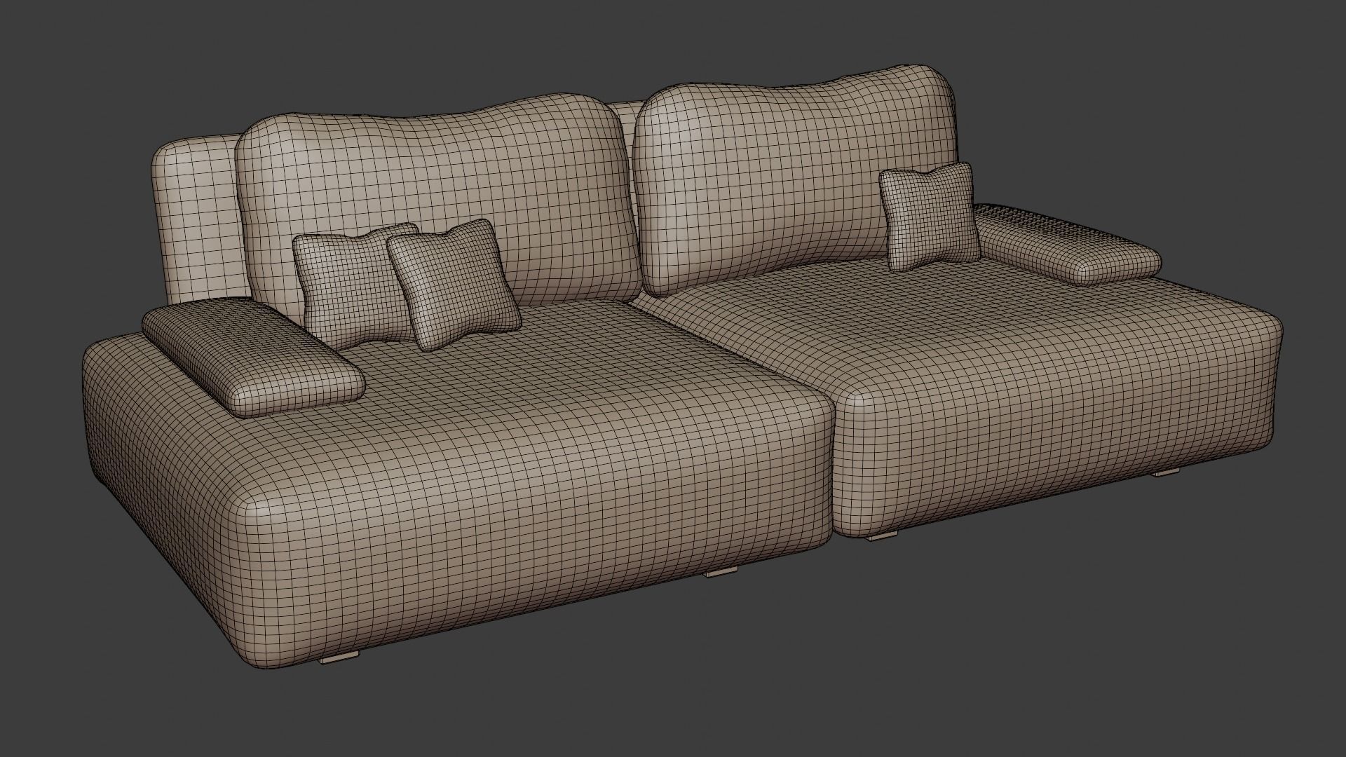Italian designer sofa with leatherette in dark colors 3D model_6