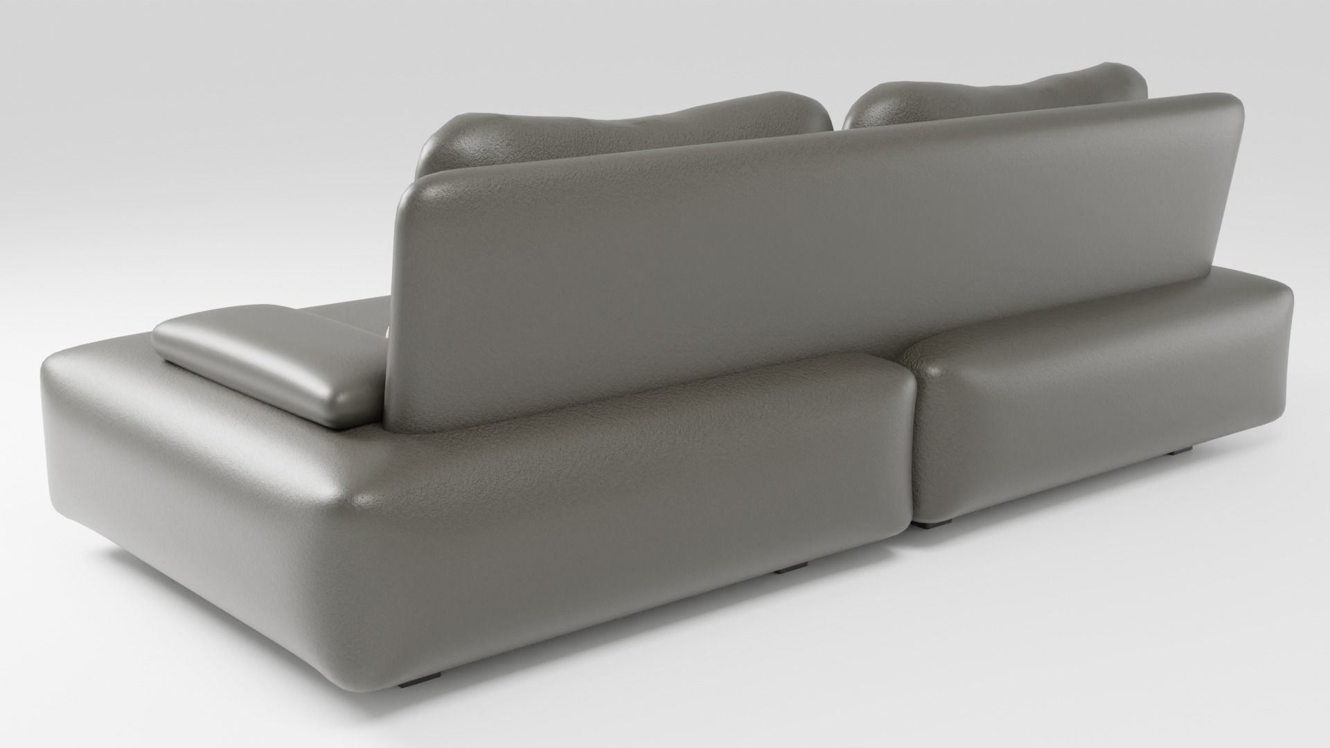 Italian designer sofa with leatherette in dark colors 3D model_3