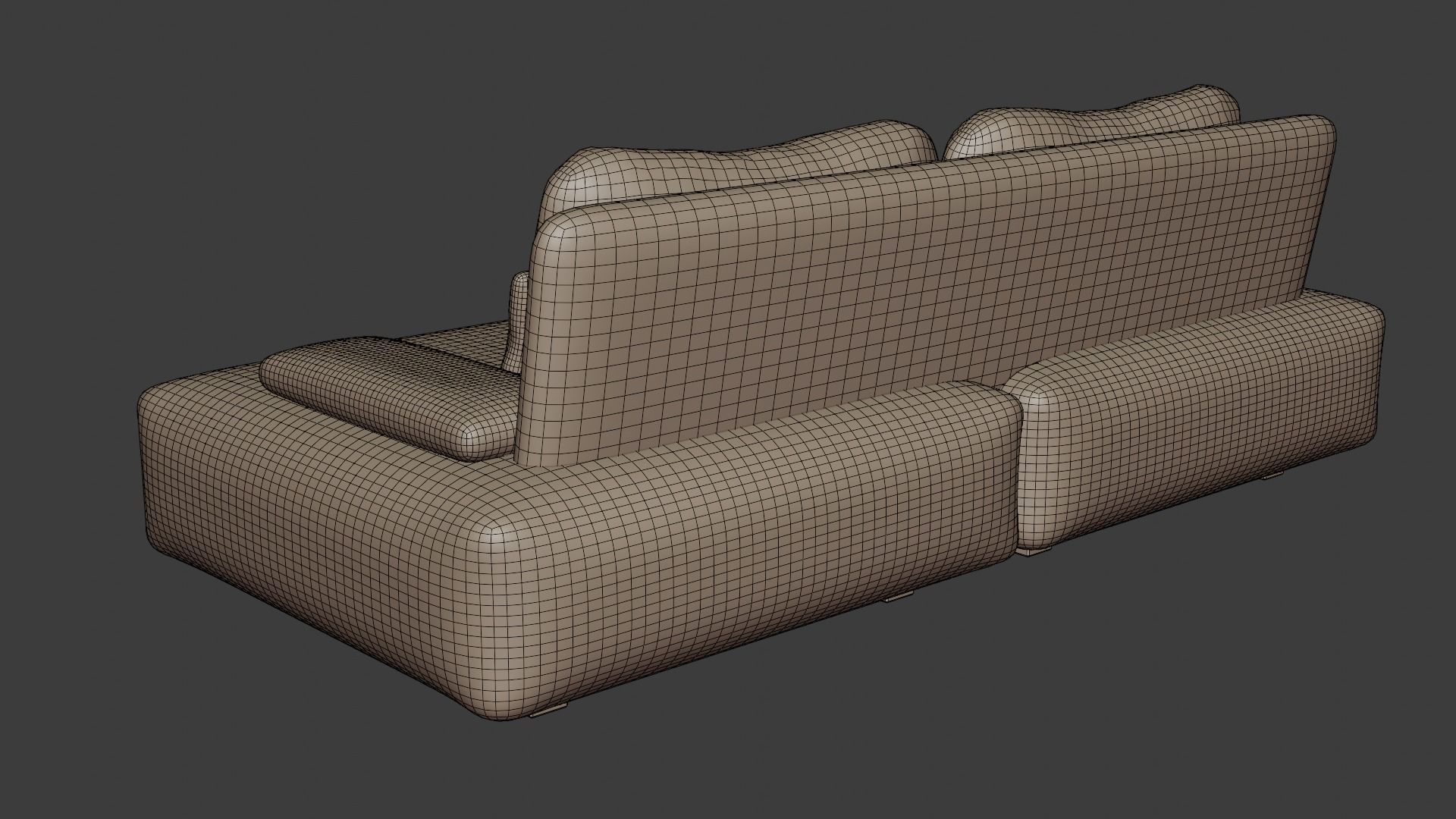 Italian designer sofa with leatherette in dark colors 3D model_7