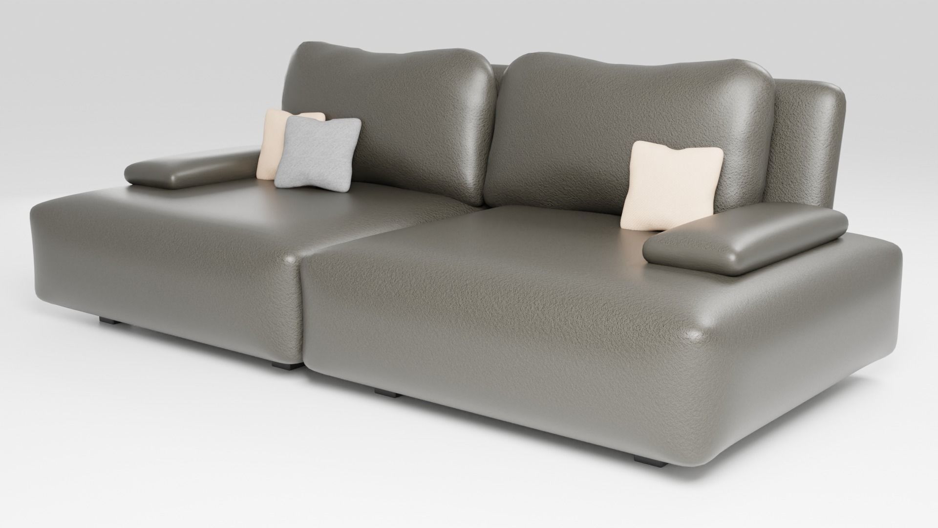 Italian designer sofa with leatherette in dark colors 3D model_4