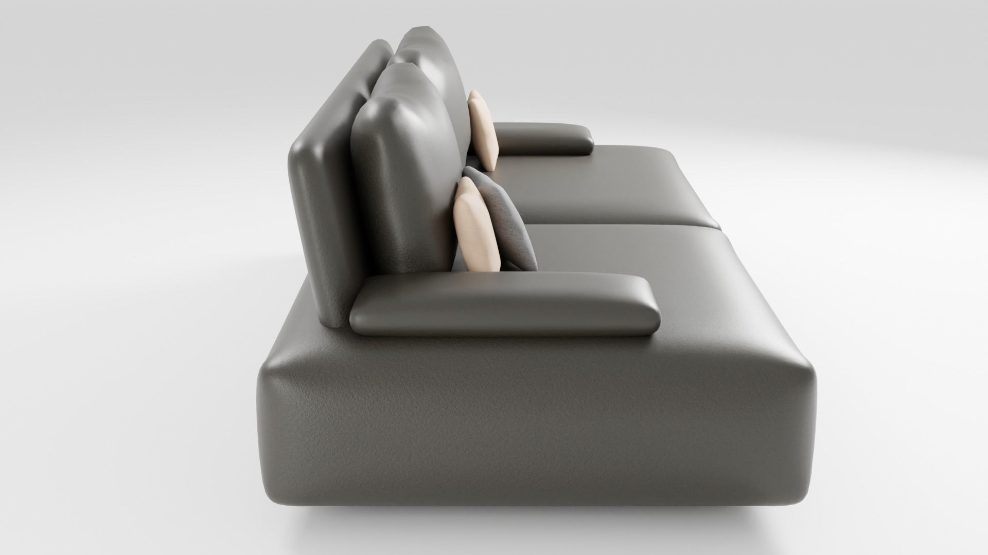 Italian designer sofa with leatherette in dark colors 3D model_1