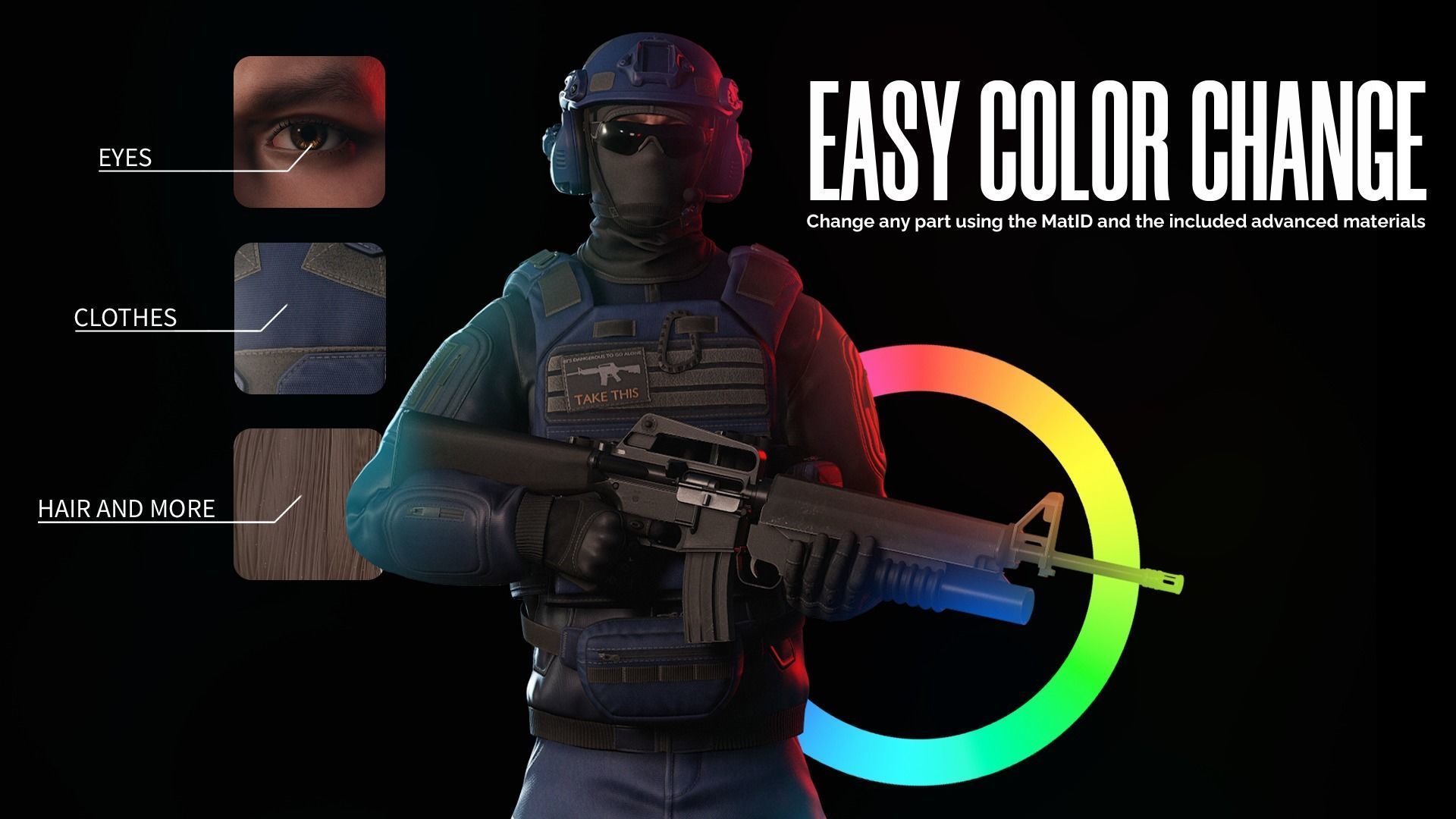 Rapid Fire Military Character - Assault Low-poly 3D model_7