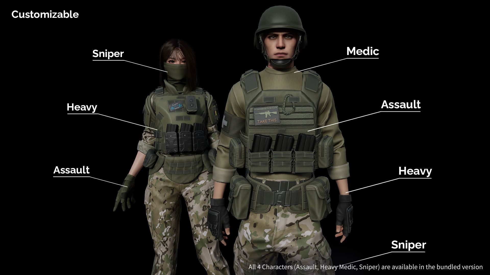 Rapid Fire Military Character - Assault Low-poly 3D model_12