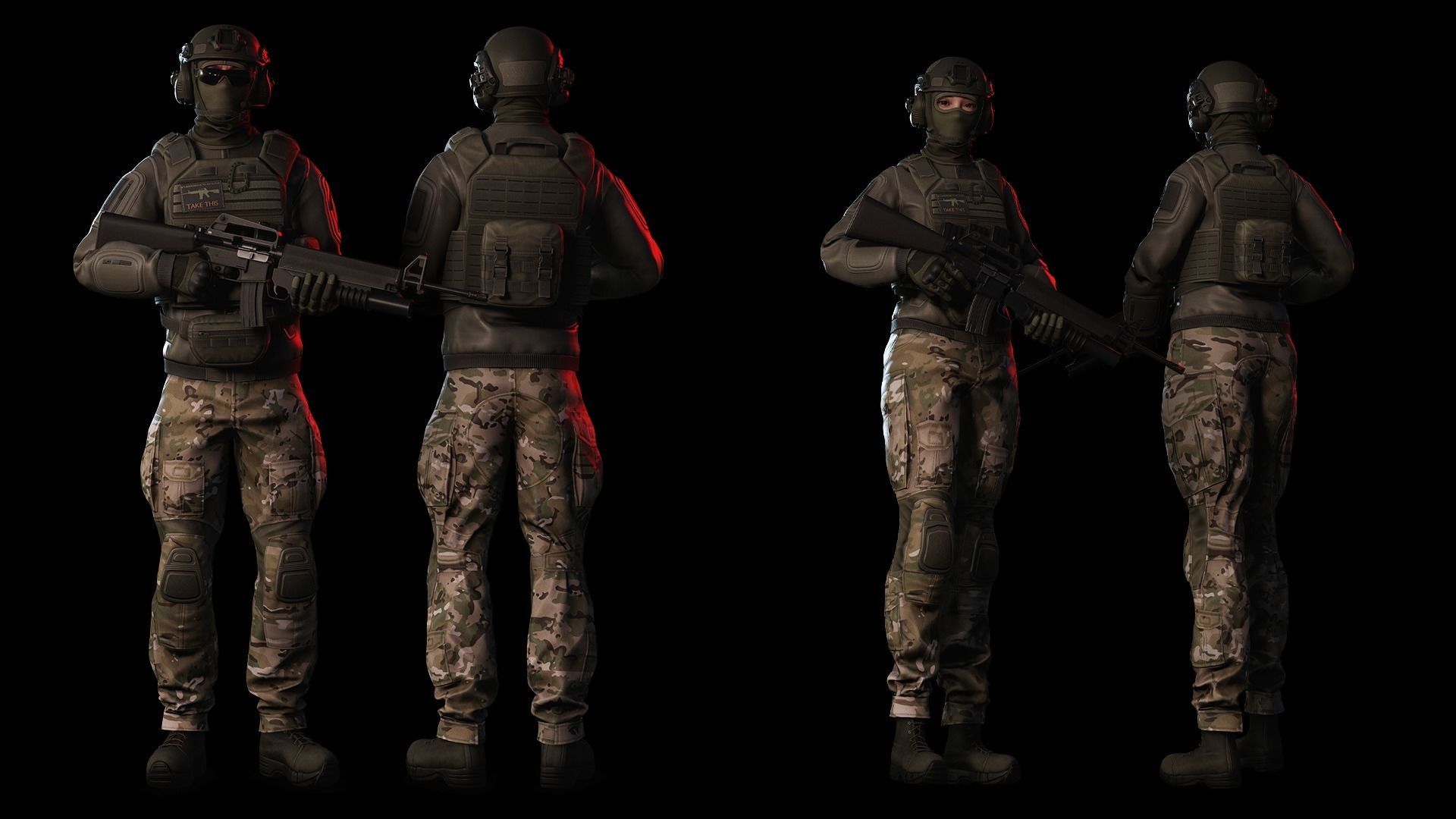 Rapid Fire Military Character - Assault Low-poly 3D model_4