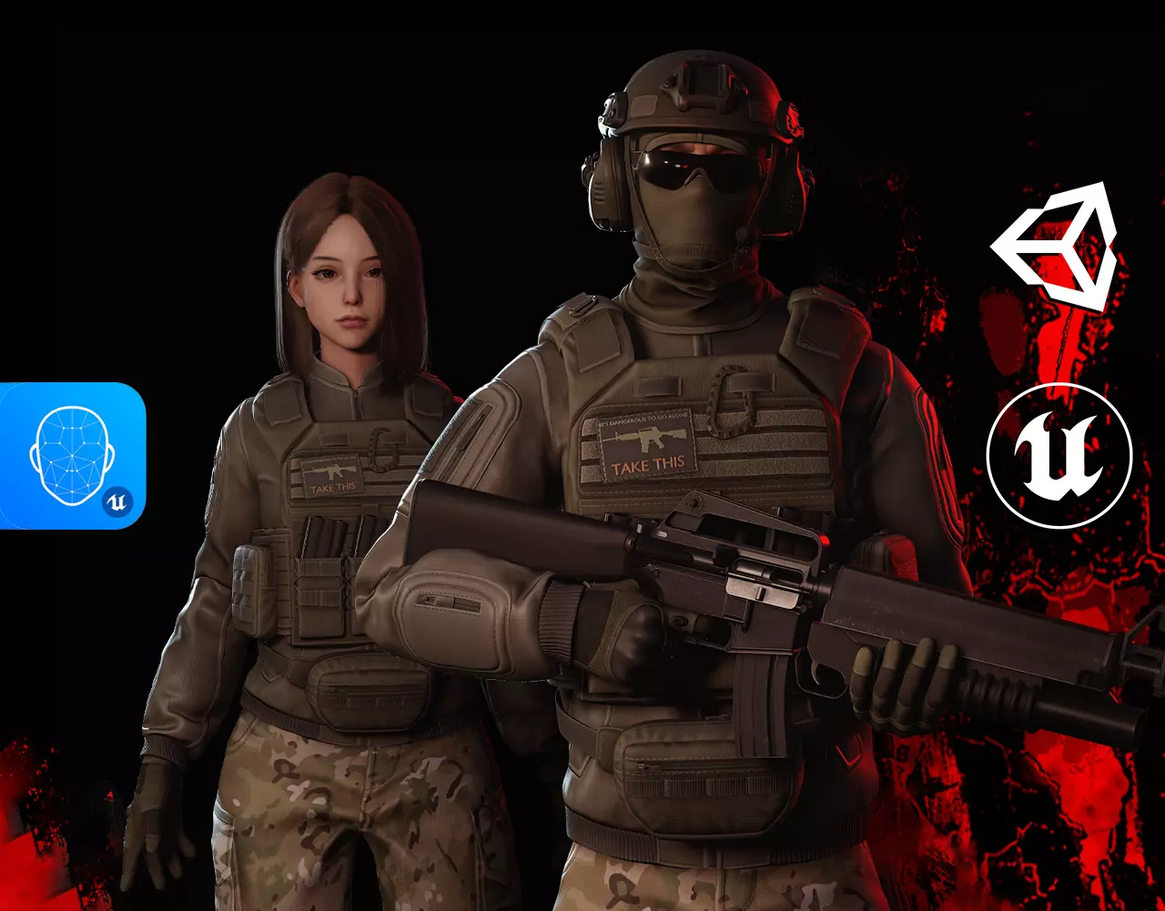 Rapid Fire Military Character - Assault Low-poly 3D model_0