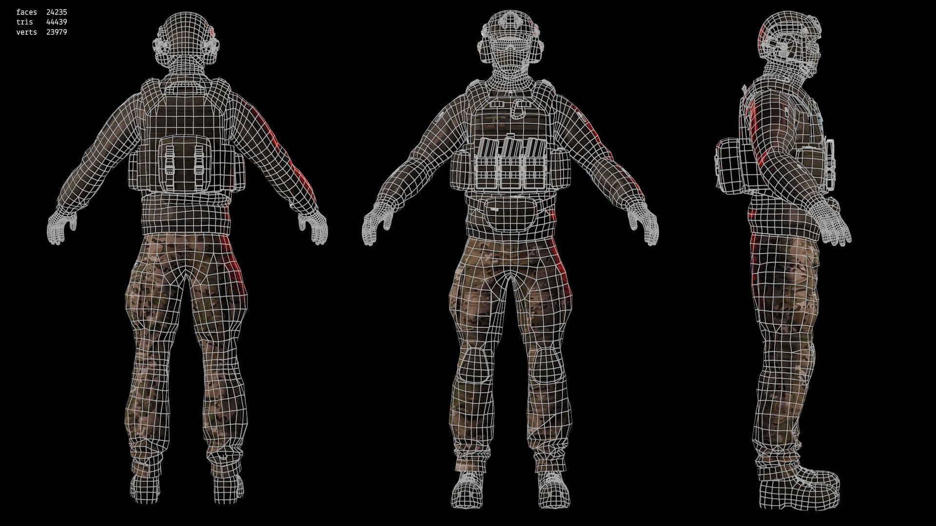 Rapid Fire Military Character - Assault Low-poly 3D model_18