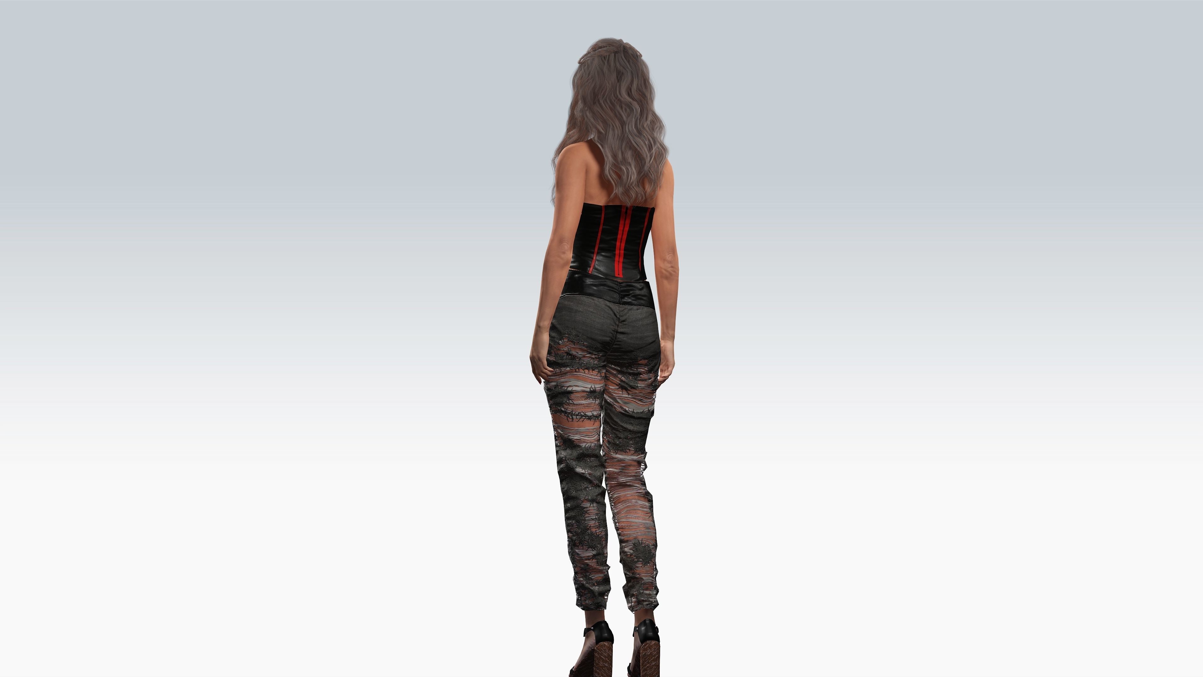 Sexy Character - Fully Rigged 3D model Low-poly 3D model_6