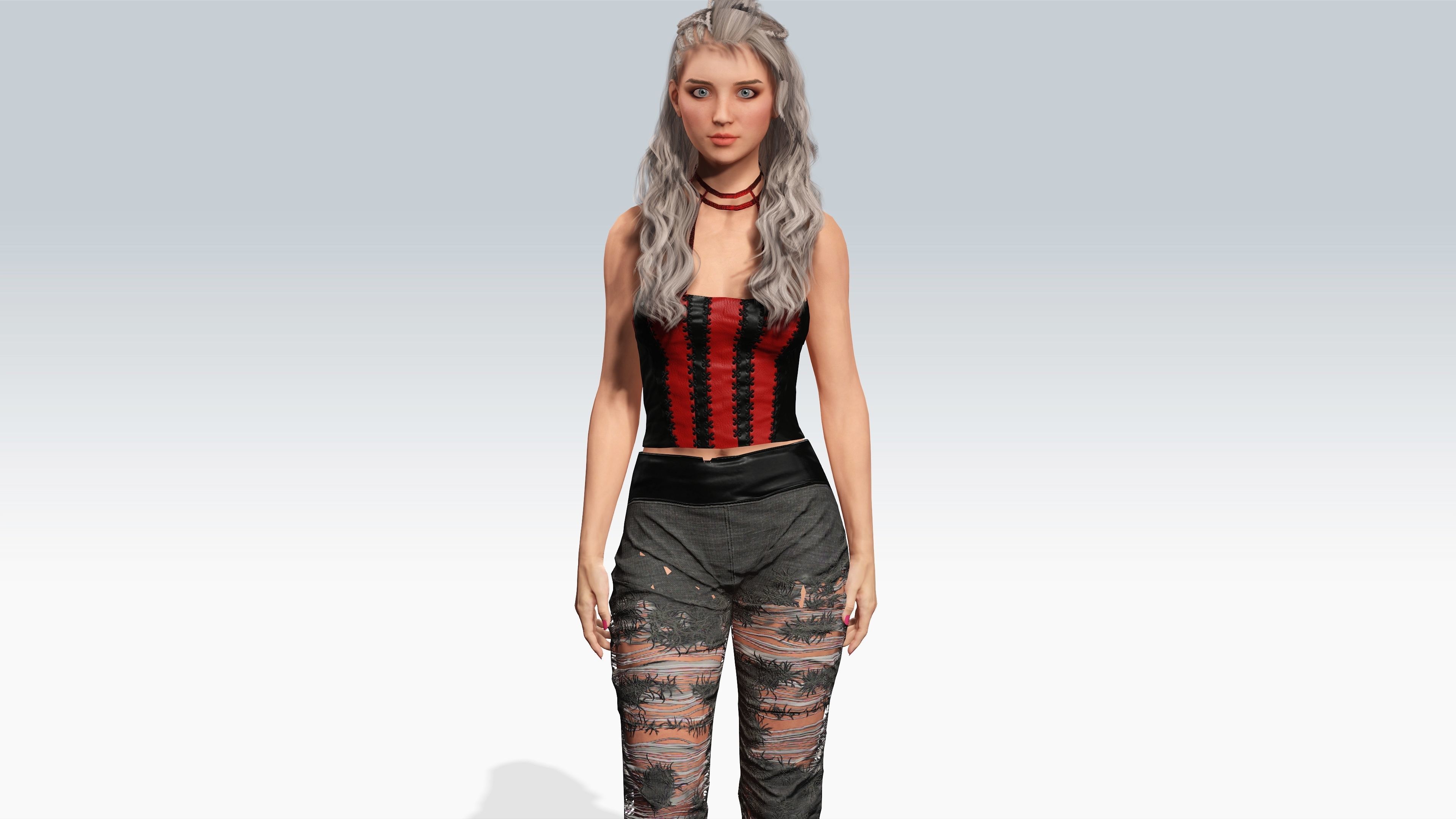 Sexy Character - Fully Rigged 3D model Low-poly 3D model_1