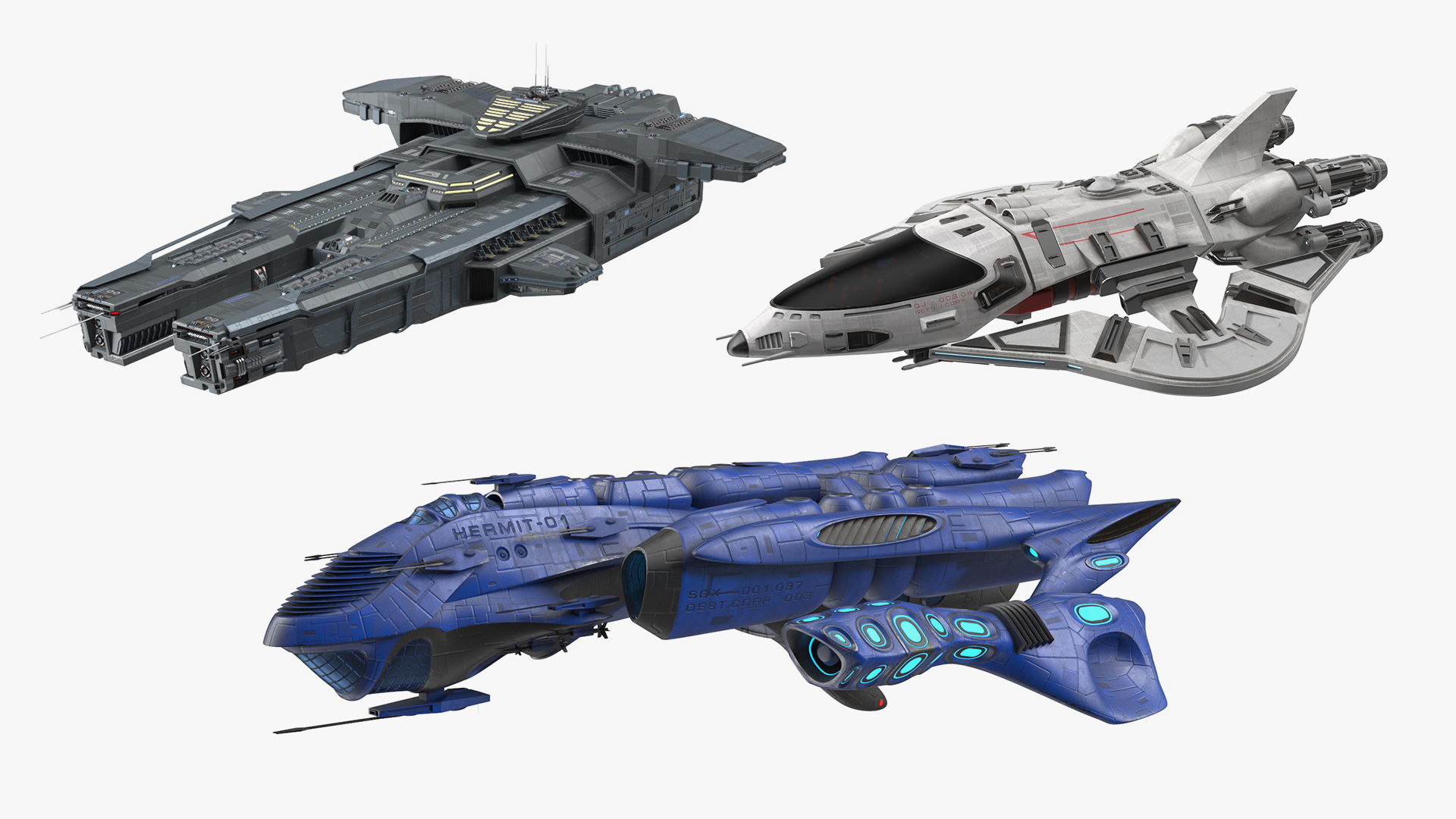 Futuristic Spaceships Collection 3D Model Pack