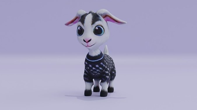 Baby Goat Wearing Sweater Cute Low-poly 3D model