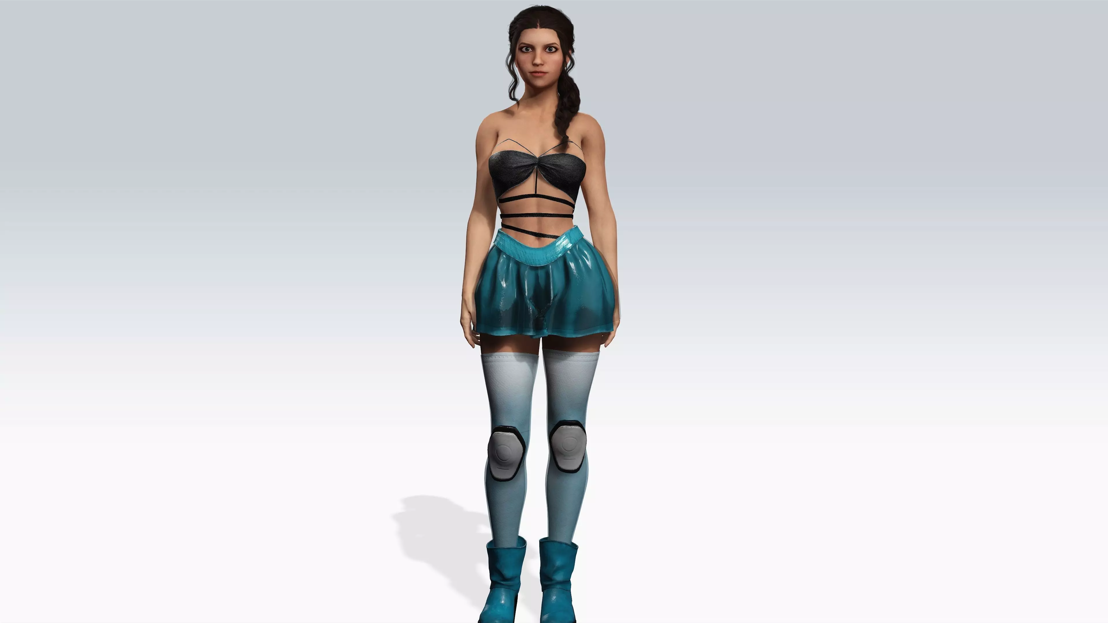 Scifi cyberpunk Girl - Fully Rigged Low-poly 3D model_0