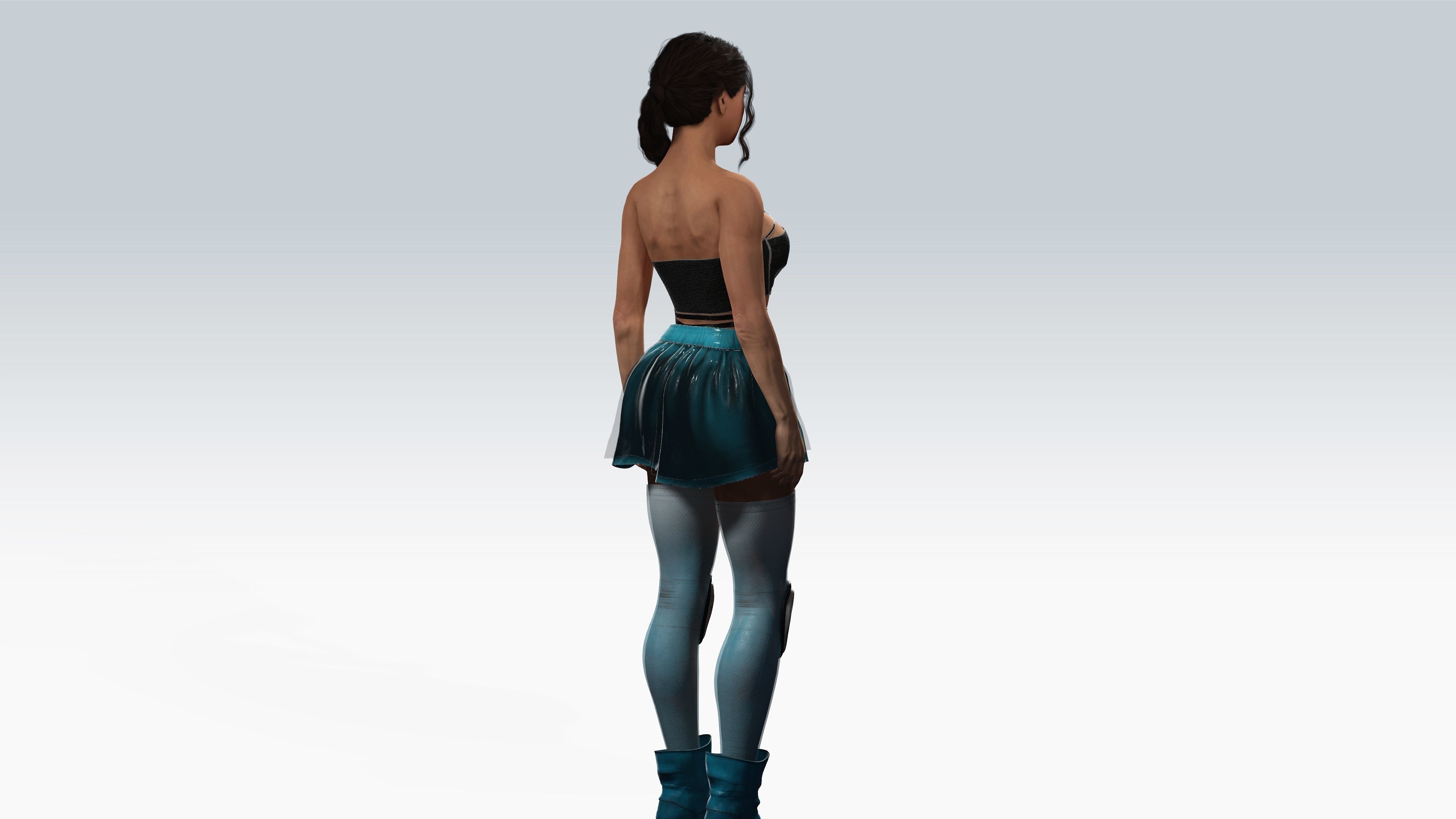 Scifi cyberpunk Girl - Fully Rigged Low-poly 3D model_5