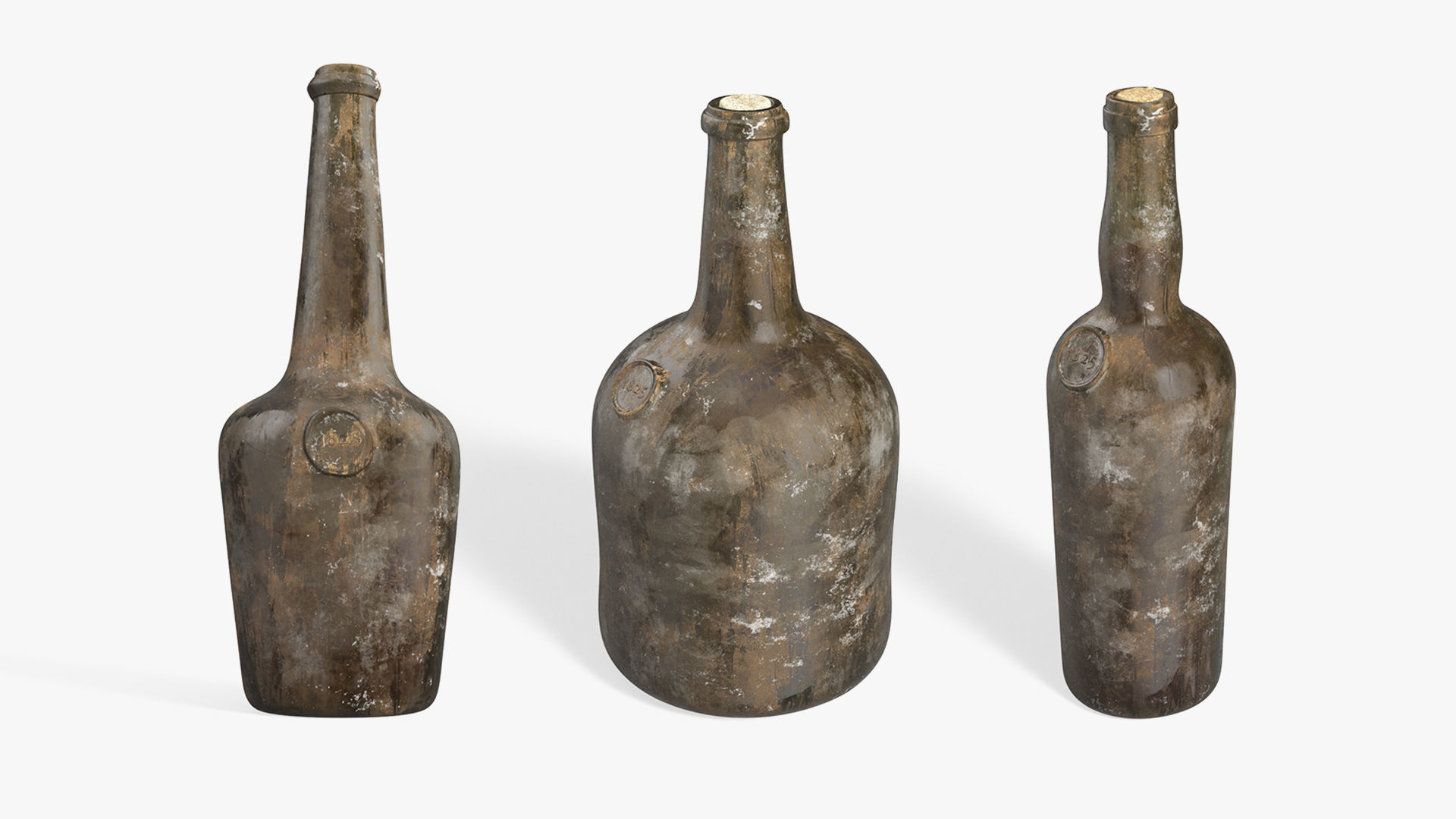 Antique Wine Bottles Collection 3D Model Pack
