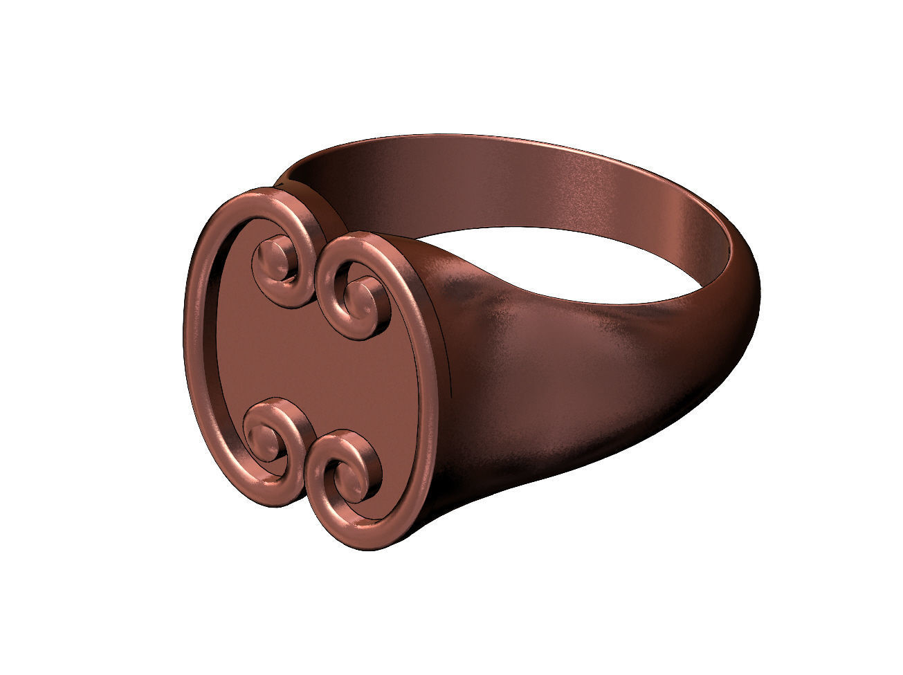 Forged scroll signet ring Us sizes 7to10 3D print model_12