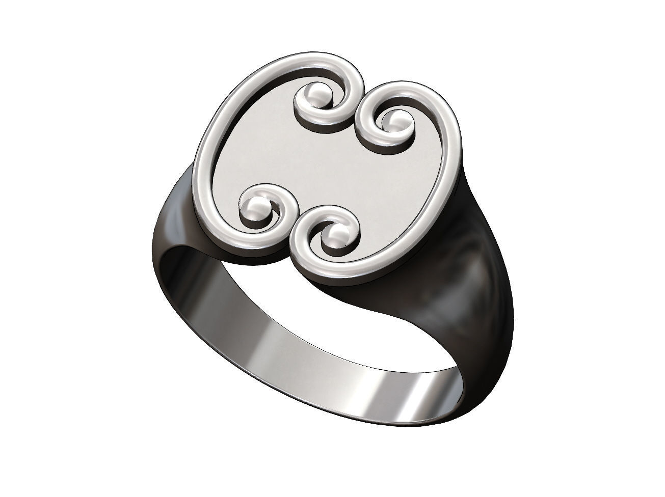 Forged scroll signet ring Us sizes 7to10 3D print model_11