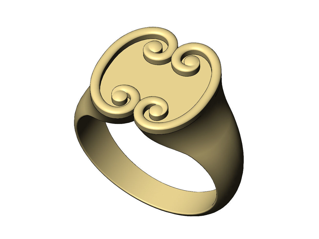 Forged scroll signet ring Us sizes 7to10 3D print model_6