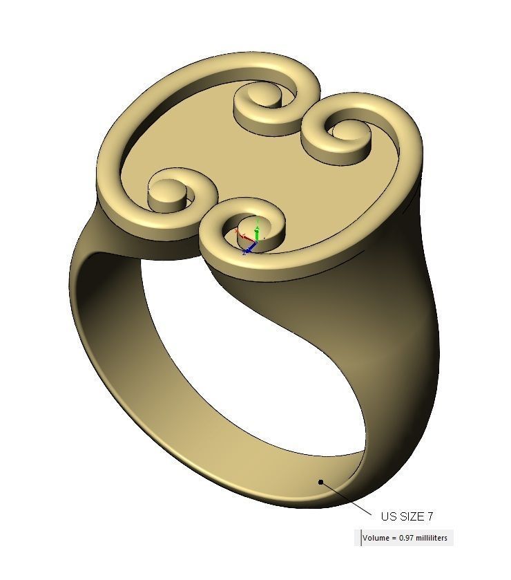 Forged scroll signet ring Us sizes 7to10 3D print model_13