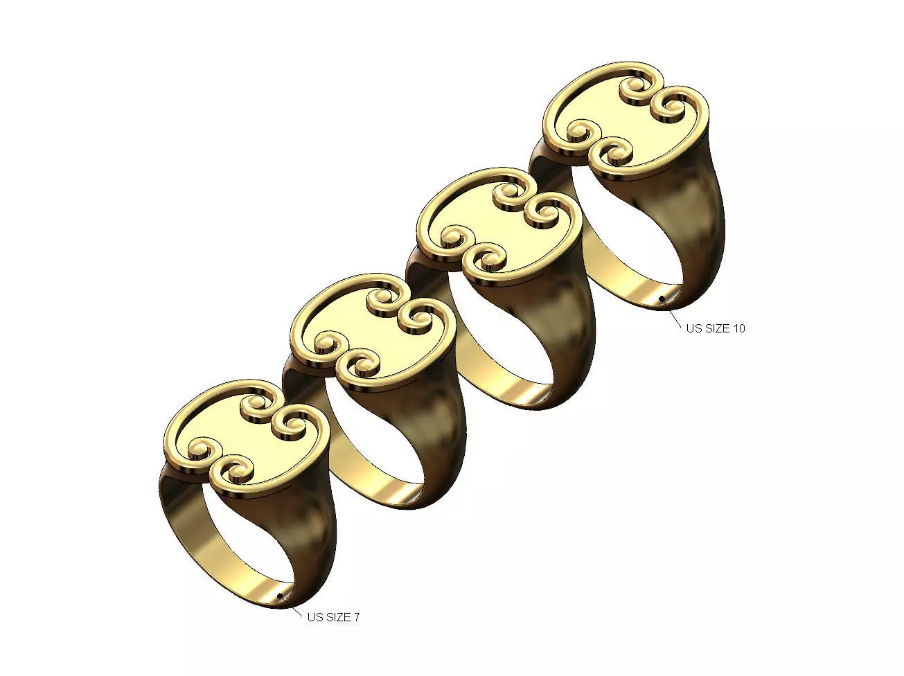 Forged scroll signet ring Us sizes 7to10 3D print model_0