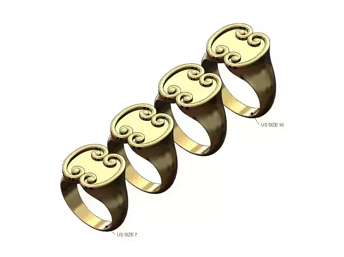 Forged scroll signet ring Us sizes 7to10