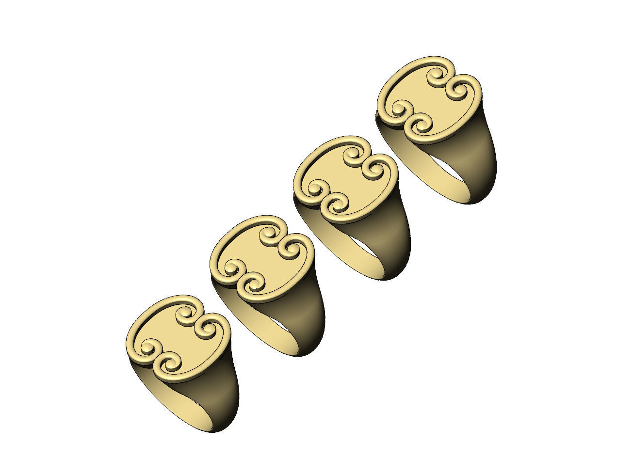 Forged scroll signet ring Us sizes 7to10 3D print model_5