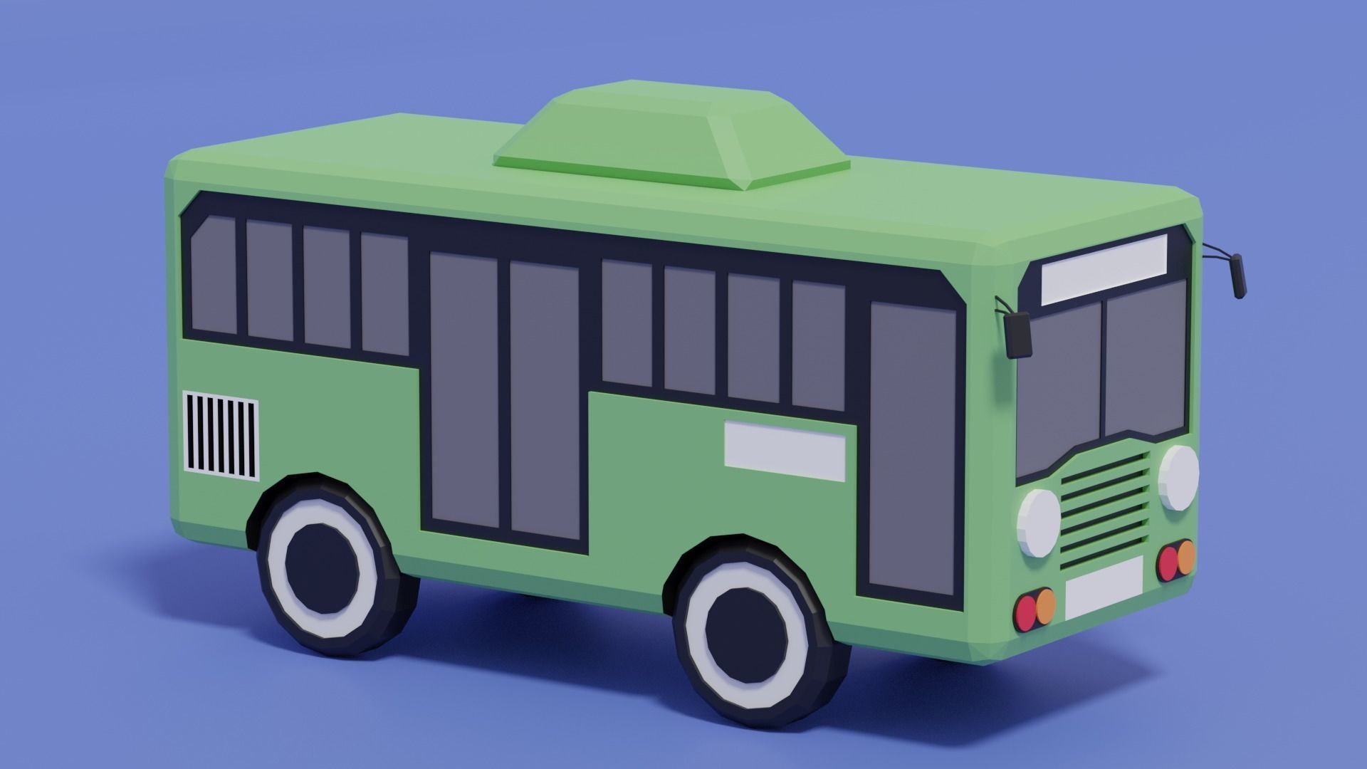 Cartoon Bus Low-poly 3D model_7