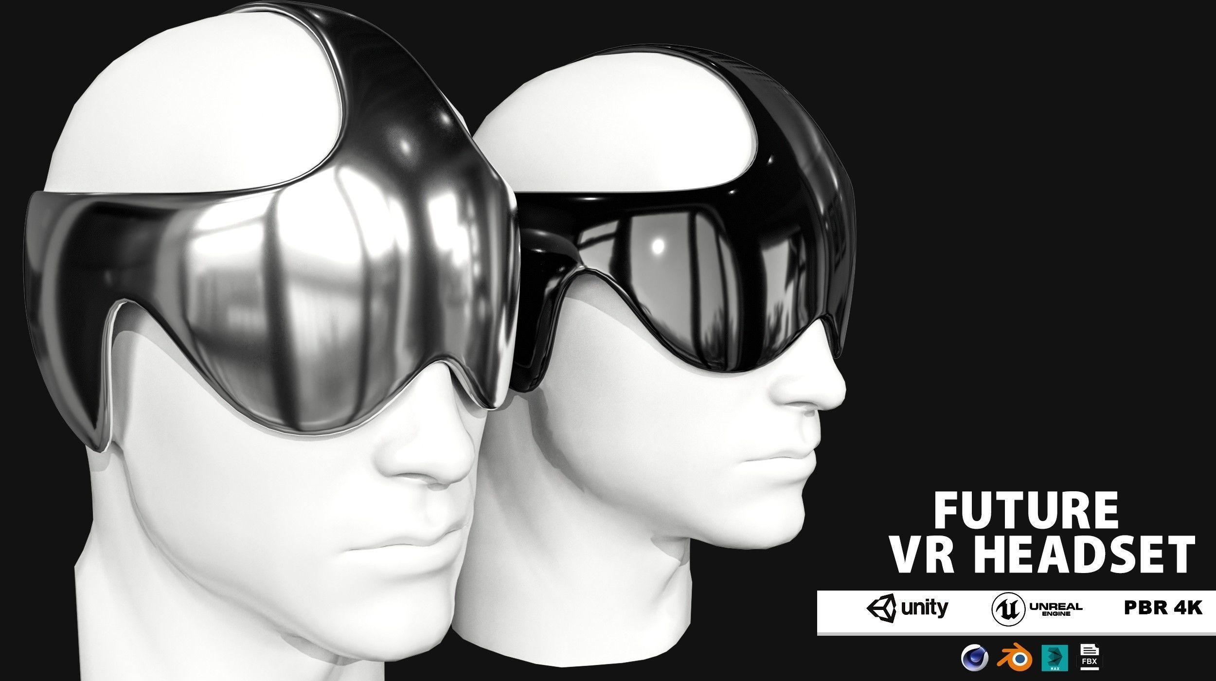 Sci-Fi Future VR Headset Low-poly 3D model_1