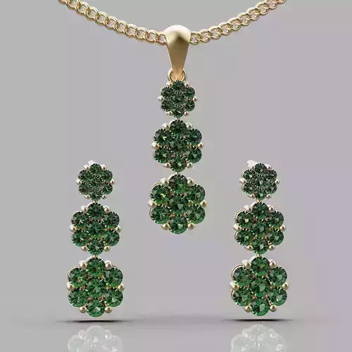 Flower pendant earring silver gold jewelry printable 3D model