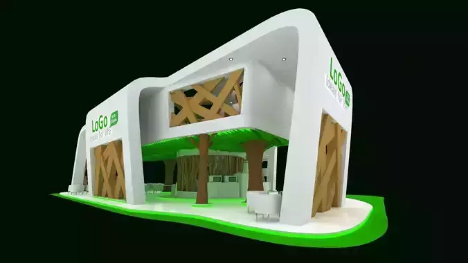 Coffee house exhibition tradeshow booth Low-poly 3D model
