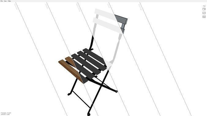 Folding Chair Low-poly 3D model 7
