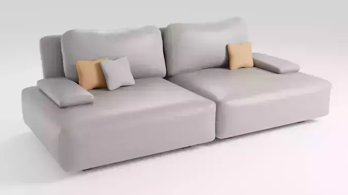 Italian designer sofa with leatherette in light colors