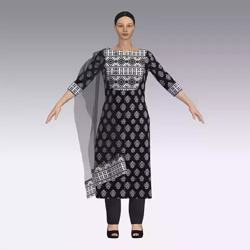 CLO 3D Salwar Suit with Dupatta Model Indian Traditional Dress 3D model