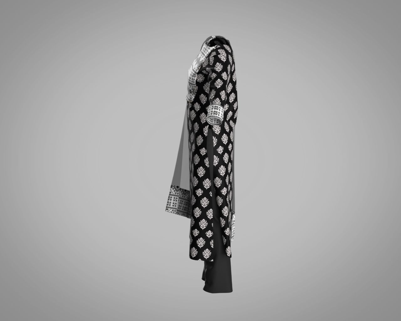 CLO 3D Salwar Suit with Dupatta Model Indian Traditional Dress 3D model_8