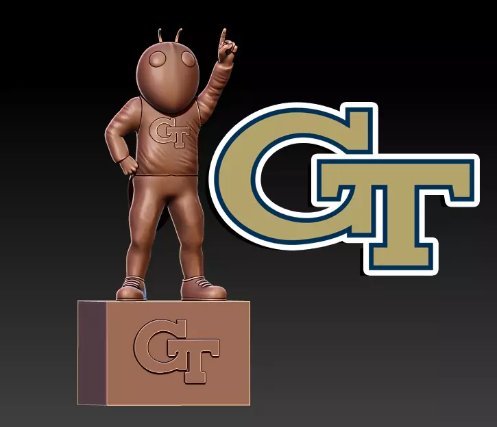 NCAA - BUZZ  GEORGIA TECH YELLOW JACKETS MASCOT STATUE 3D print model_0