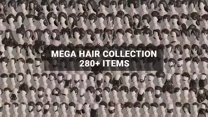 Stylised Hair Mega Bundle 3D model