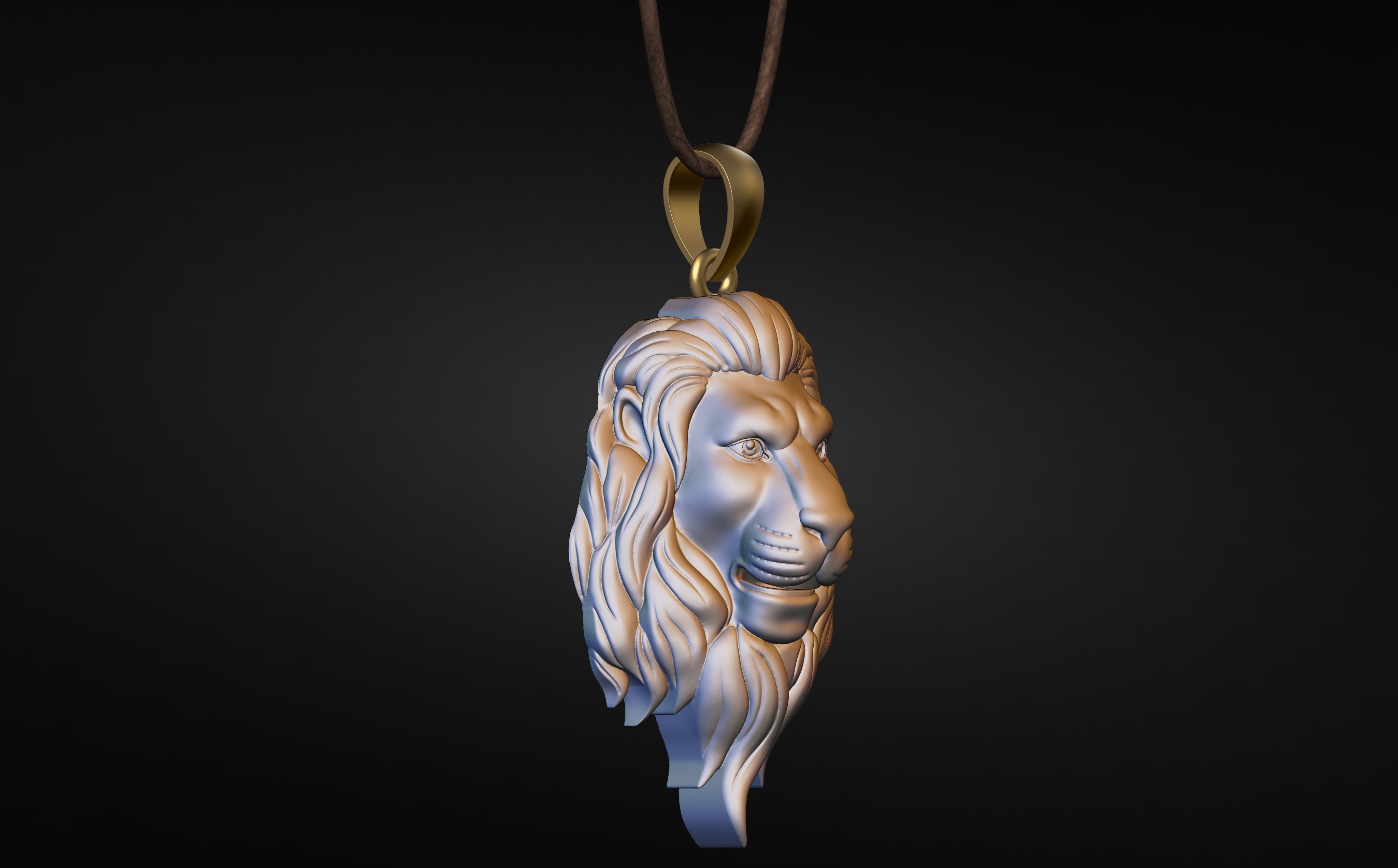 3d Lion face pendant for print 3D print model_3