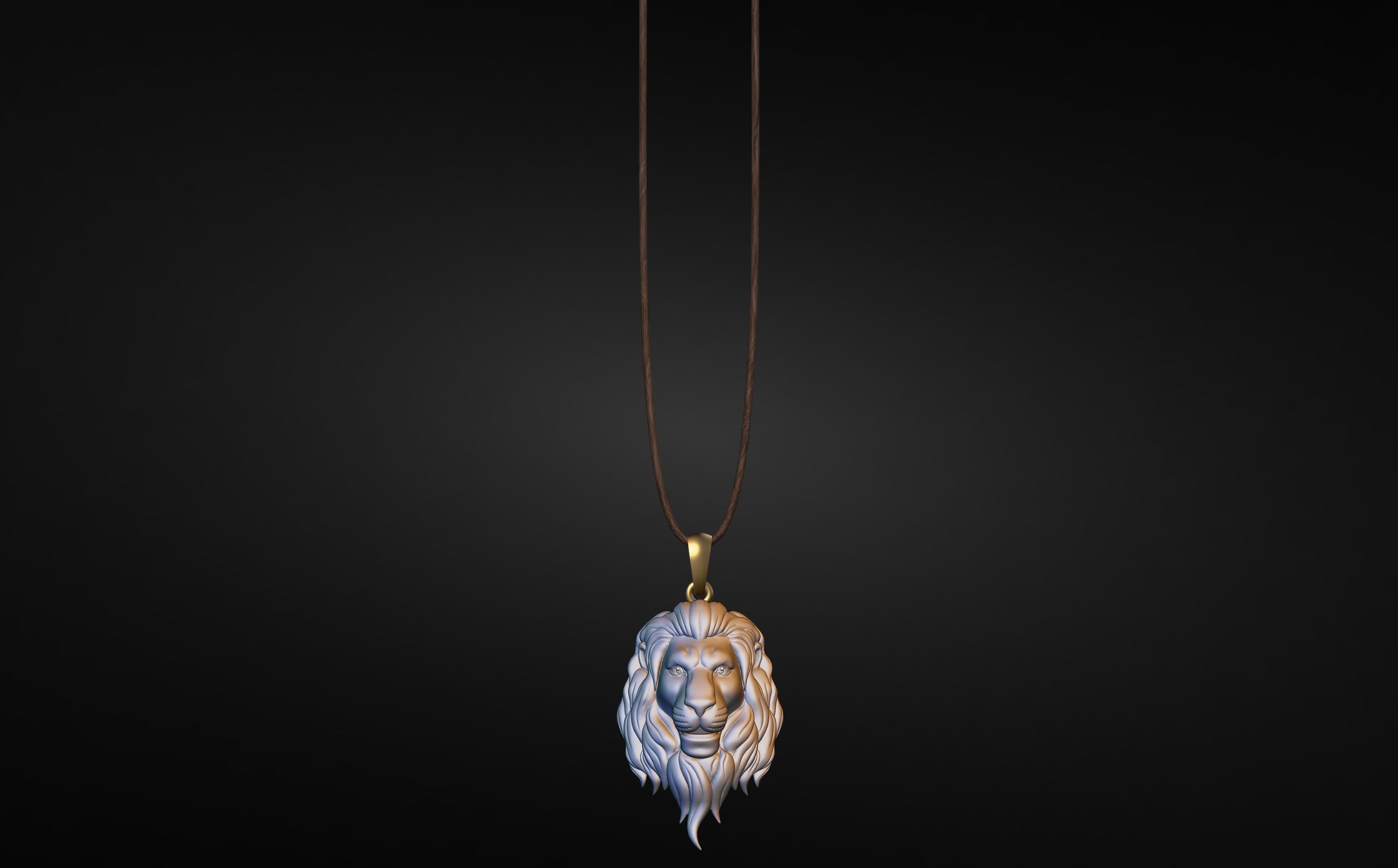 3d Lion face pendant for print 3D print model_5