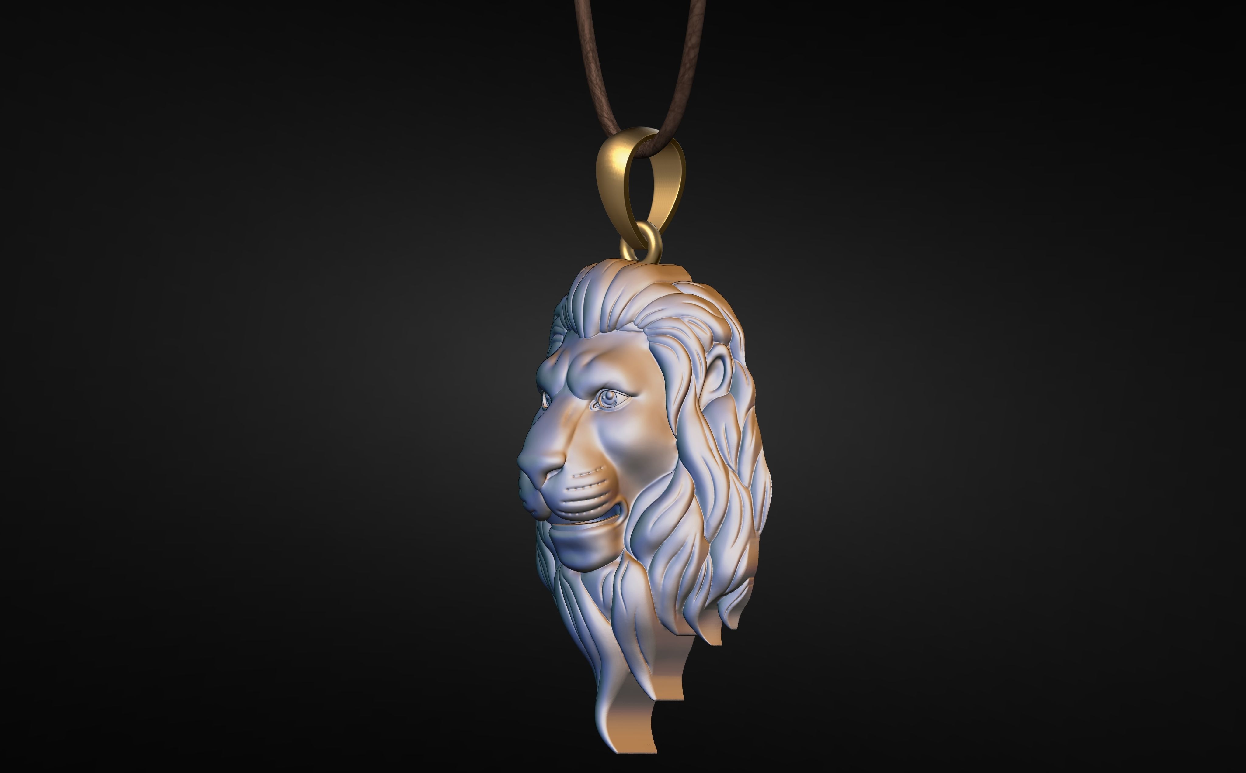3d Lion face pendant for print 3D print model_2