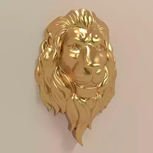 3d Lion face pendant for print