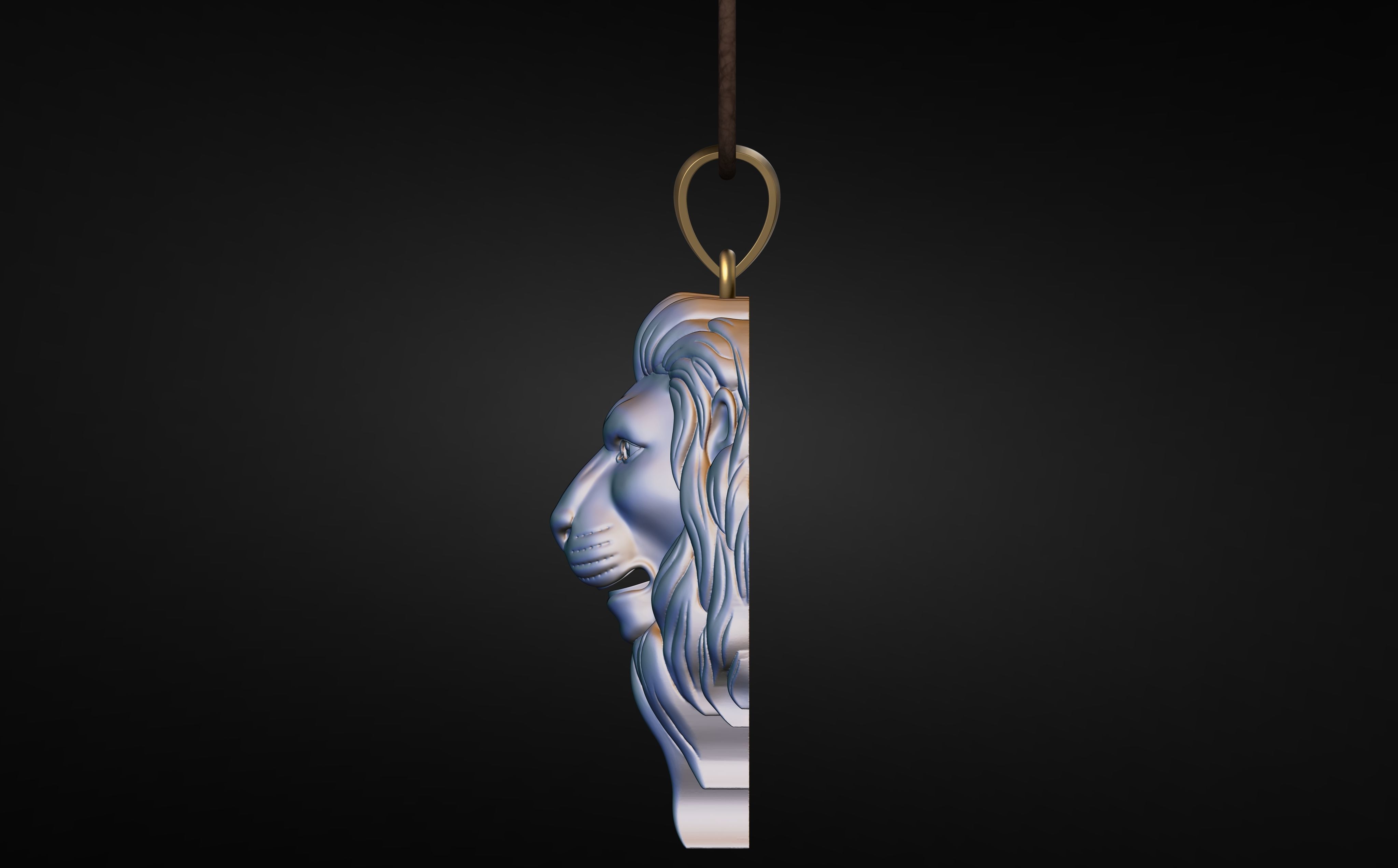 3d Lion face pendant for print 3D print model_4