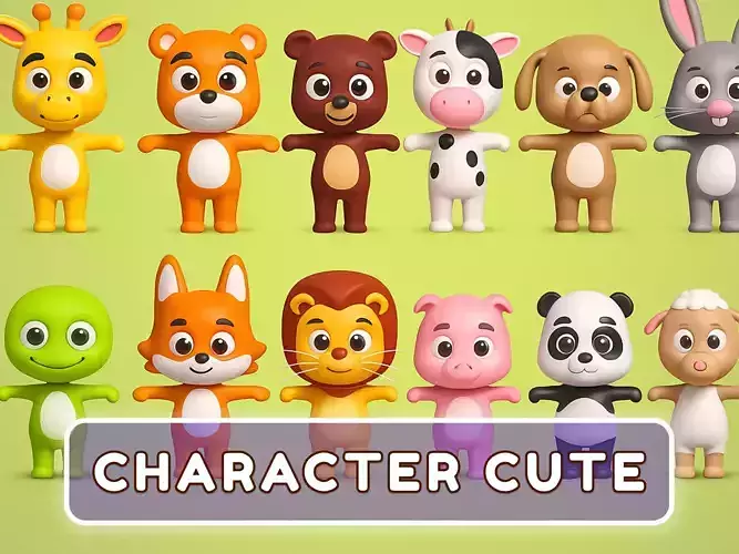 Cartoon Animal Character Cute Pack 001