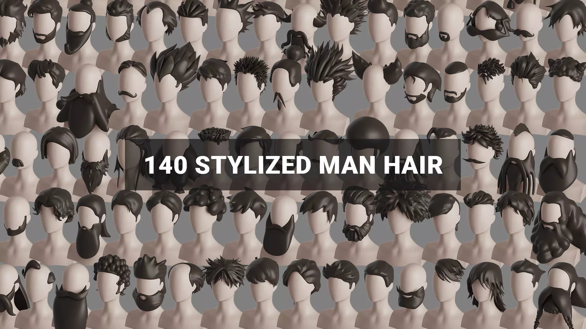 Stylised Man Hair Bundle 3D model