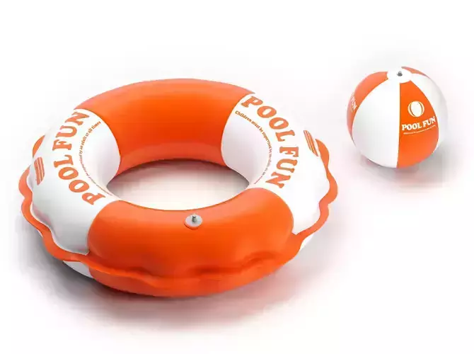 Swimming Ring and Inflatable Beach Ball Set 3d Model